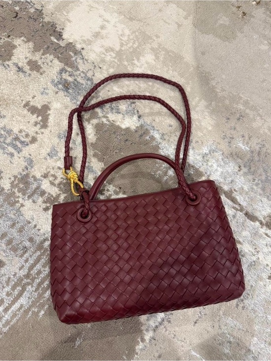 No Brand Handbags - Woven Leather Shoulder Bag in Burgundy Brandnew